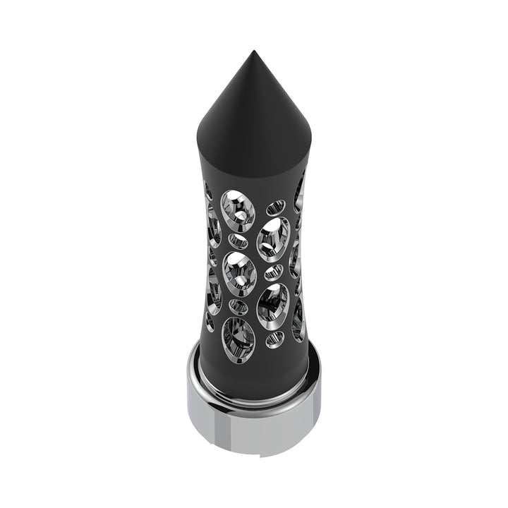 M30 x 3.5 Thread-On Daytona Style Spike Gearshift Knob With Chrome 9/10 Speed Adapter - Black/Vertical