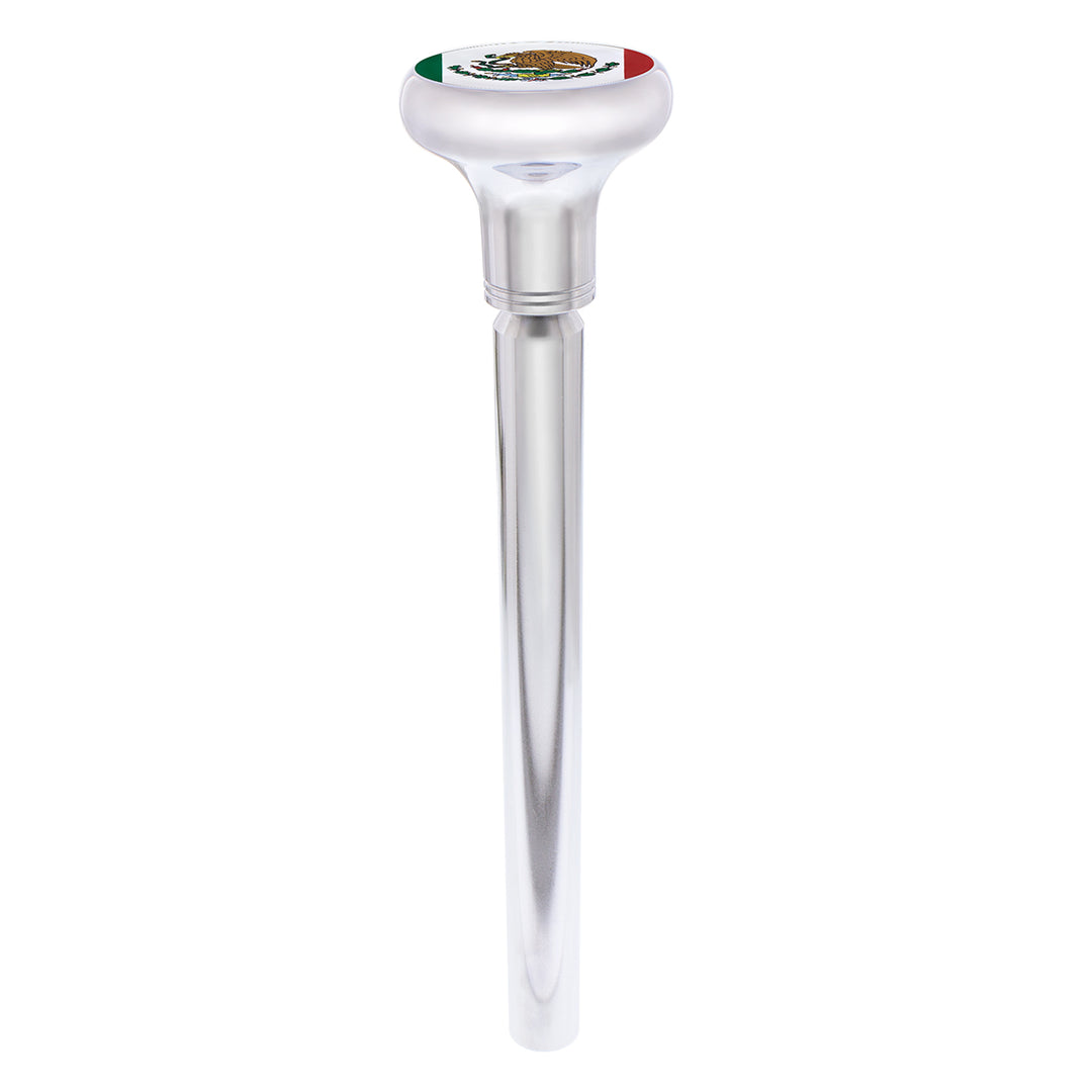 1/2" - 13 Thread-On Gearshift Knob With Mexico Flag Sticker - Chrome