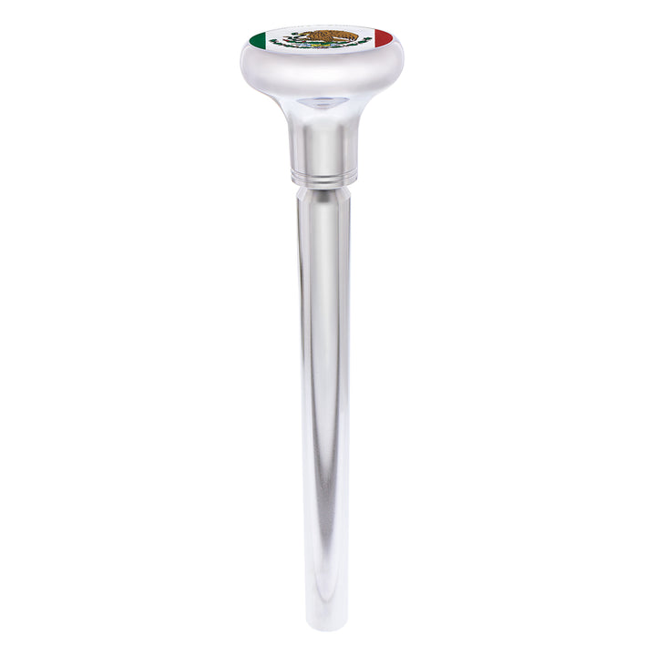1/2" - 13 Thread-On Gearshift Knob With Mexico Flag Sticker - Chrome