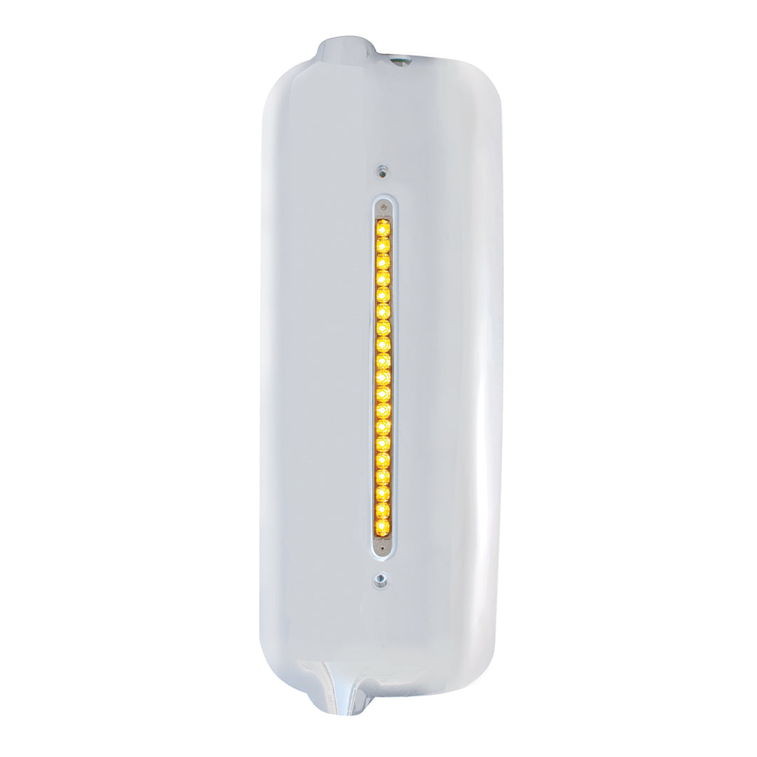 Mirror Cover With 19 Amber LED 12" Reflector Light Bar For Pre - 2005 FL Century - Driver - Clear Lens