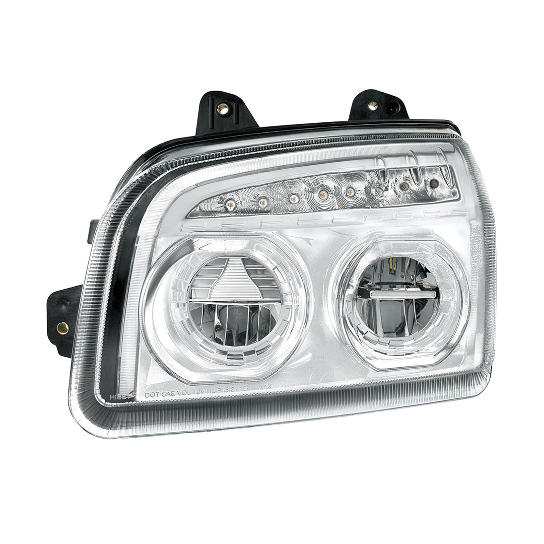 High Power LED Chrome Headlight With LED Turn Signal &amp; Light Bar For 2015-2025 Kenworth T880 - Driver
