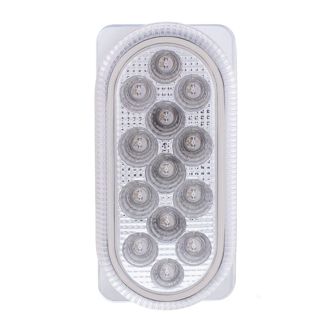 26 LED Dual Function Reflector Double Face Oval Light With Stainless Steel Bracket - Amber &amp; Red LED/Clear Lens