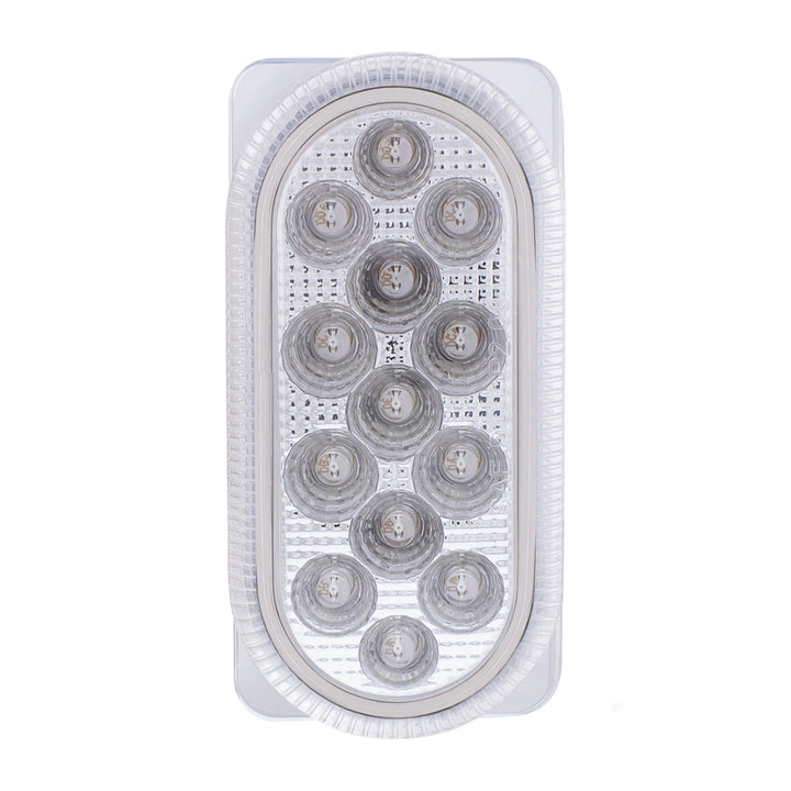 26 LED Dual Function Reflector Double Face Oval Light With Stainless Steel Bracket - Amber &amp; Red LED/Clear Lens