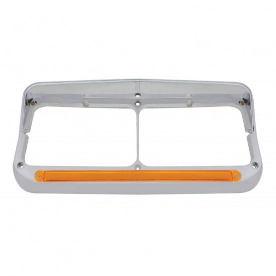 24 LED Rectangular Dual Headlight Bezel With Visor &amp; GloLight - Amber LED/Amber Lens