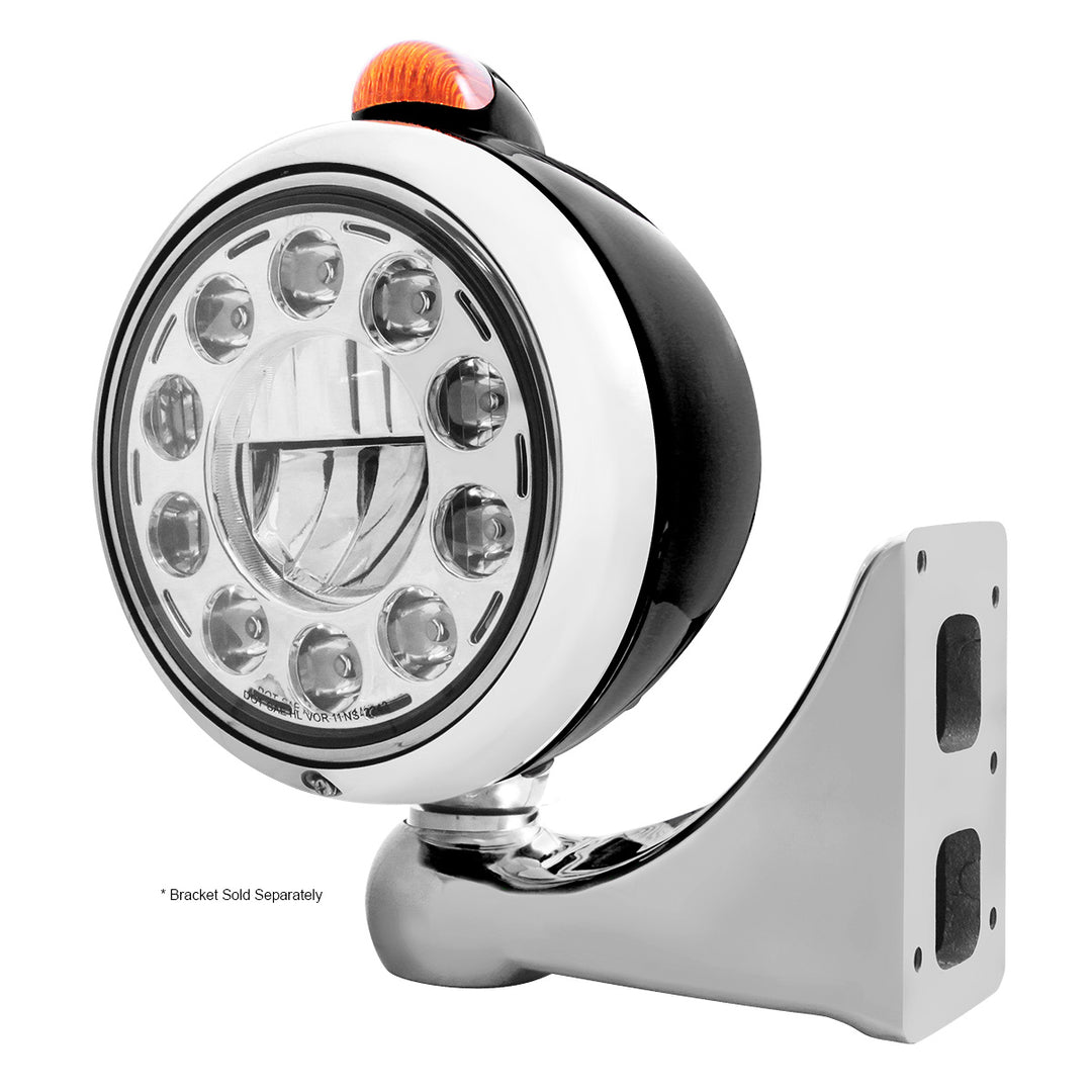 Black Guide 682-C Headlight 11 LED Bulb &amp; Dual Mode LED Signal - Amber Lens