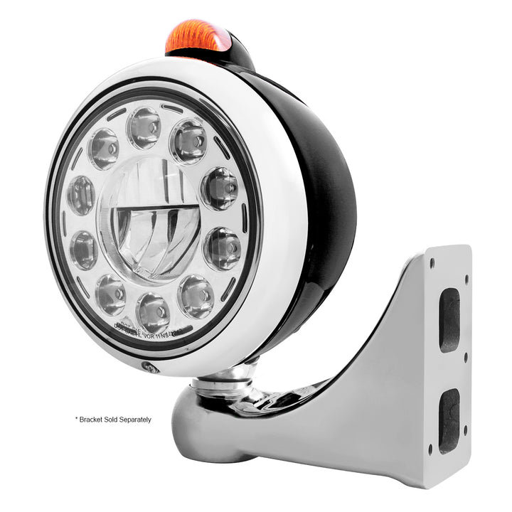 Black Guide 682-C Headlight 11 LED Bulb &amp; Dual Mode LED Signal - Amber Lens