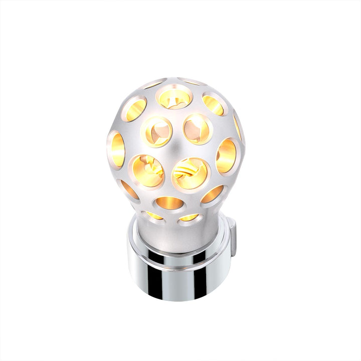 Thread-On Annodized Phoenix Style Ball Gearshift Knob With LED 13/15/18 Speed Adapter - Amber LED