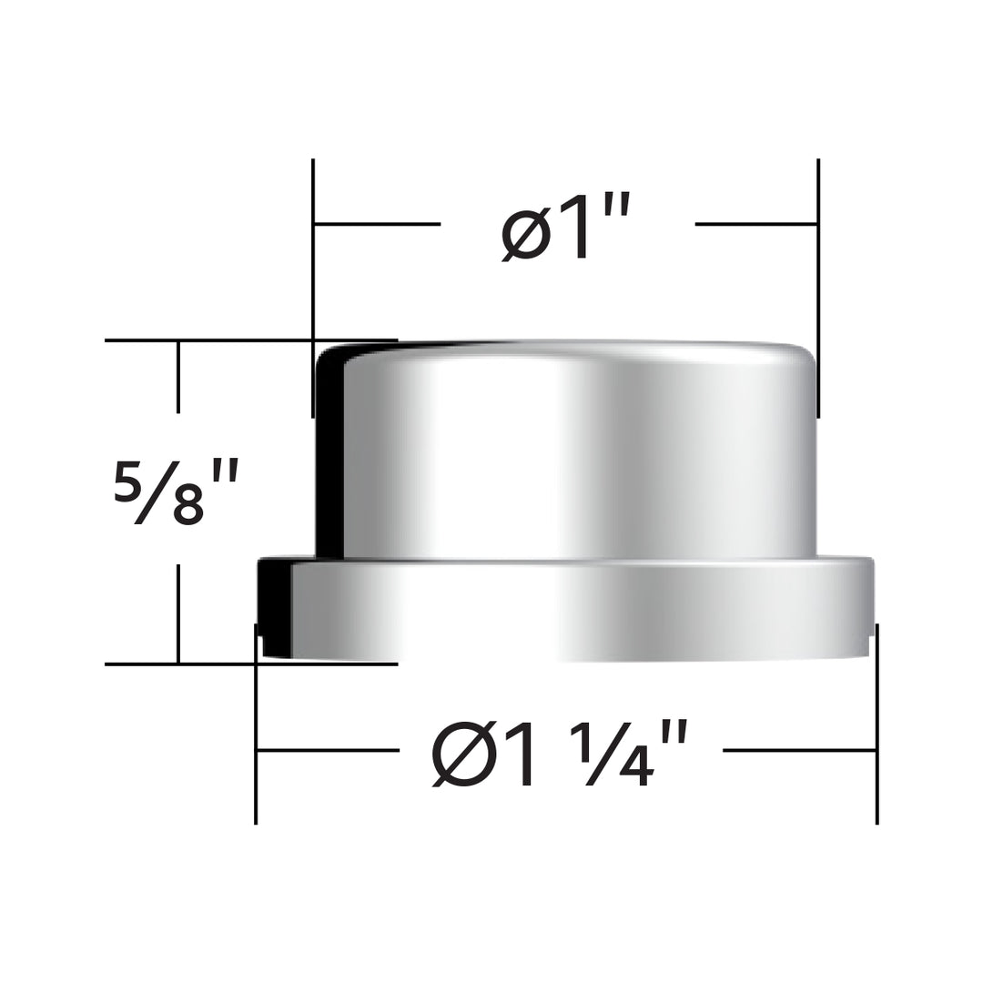 3/4" x 5/8" Chrome Plastic Flat Top Nut Covers - Push-On (10-Pack)