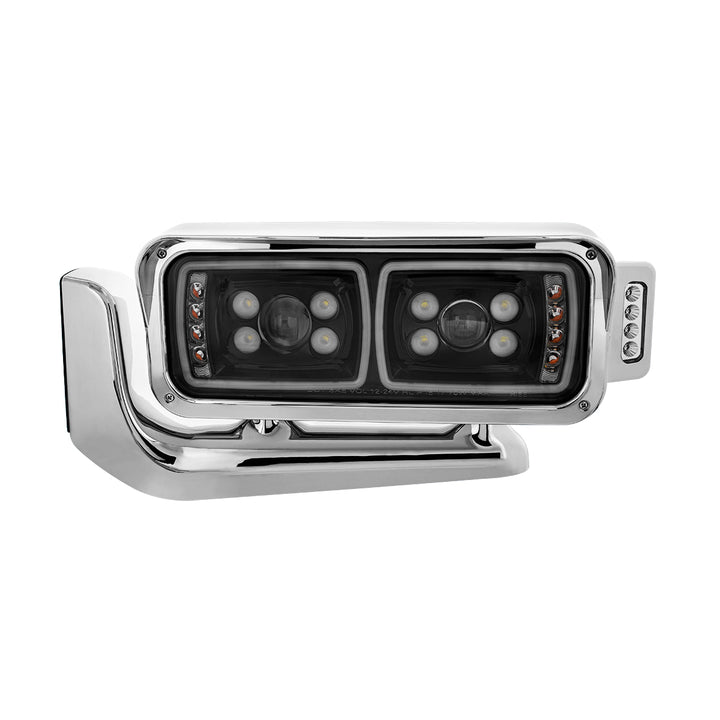 10 High Power LED "Blackout" Projection Headlight Assembly W/Mounting Arm &amp; Turn Signal Side Pod - Driver Side