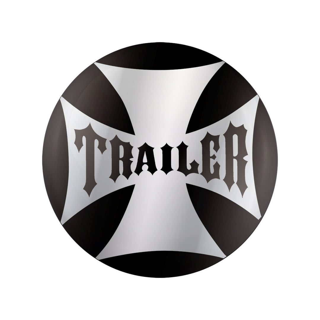"Trailer" Maltese Cross Air Valve Knob Candy Color Sticker Only - Glossy Black
