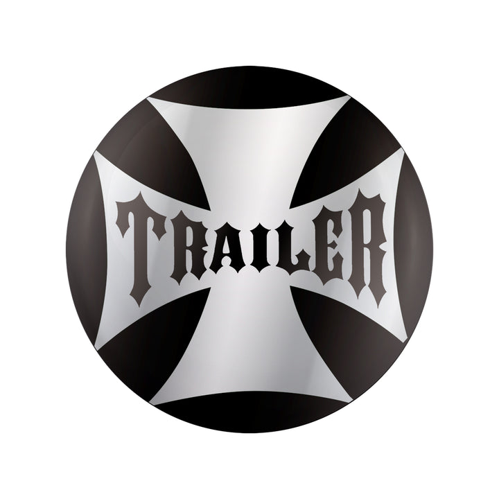 "Trailer" Maltese Cross Air Valve Knob Candy Color Sticker Only - Glossy Black