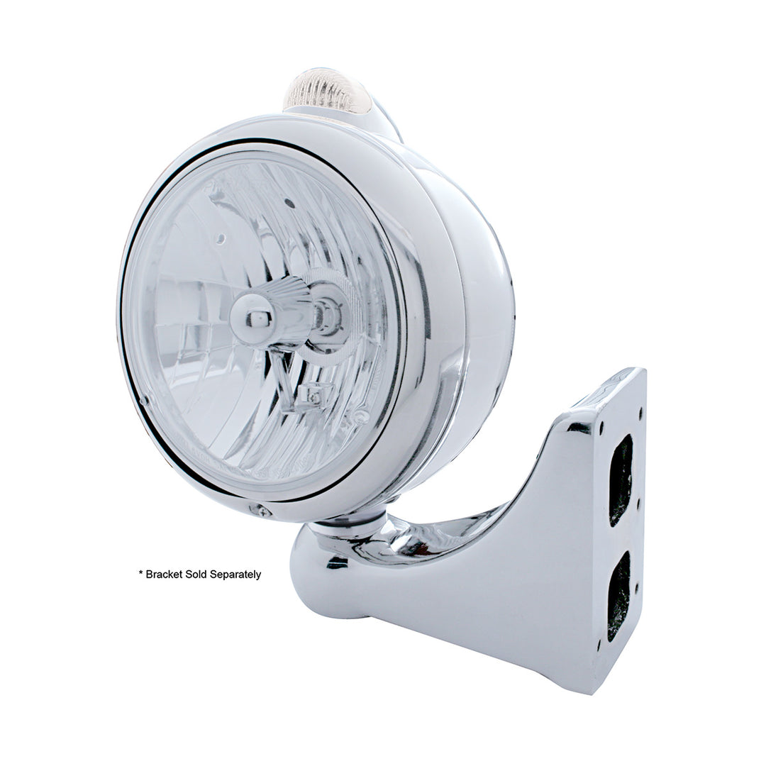 Stainless Steel Guide 682-C Headlight Crystal H4 &amp; Dual Mode LED Signal - Clear Lens