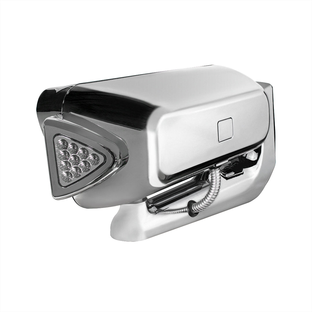 High Power LED Black Projection Headlight Assembly With Mounting Arm &amp; Turn Signal - Driver