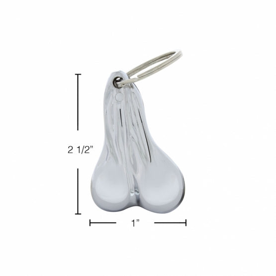 2-1/2" Small Die-Cast Low - Hanging Balls Novelty Keychain - Chrome