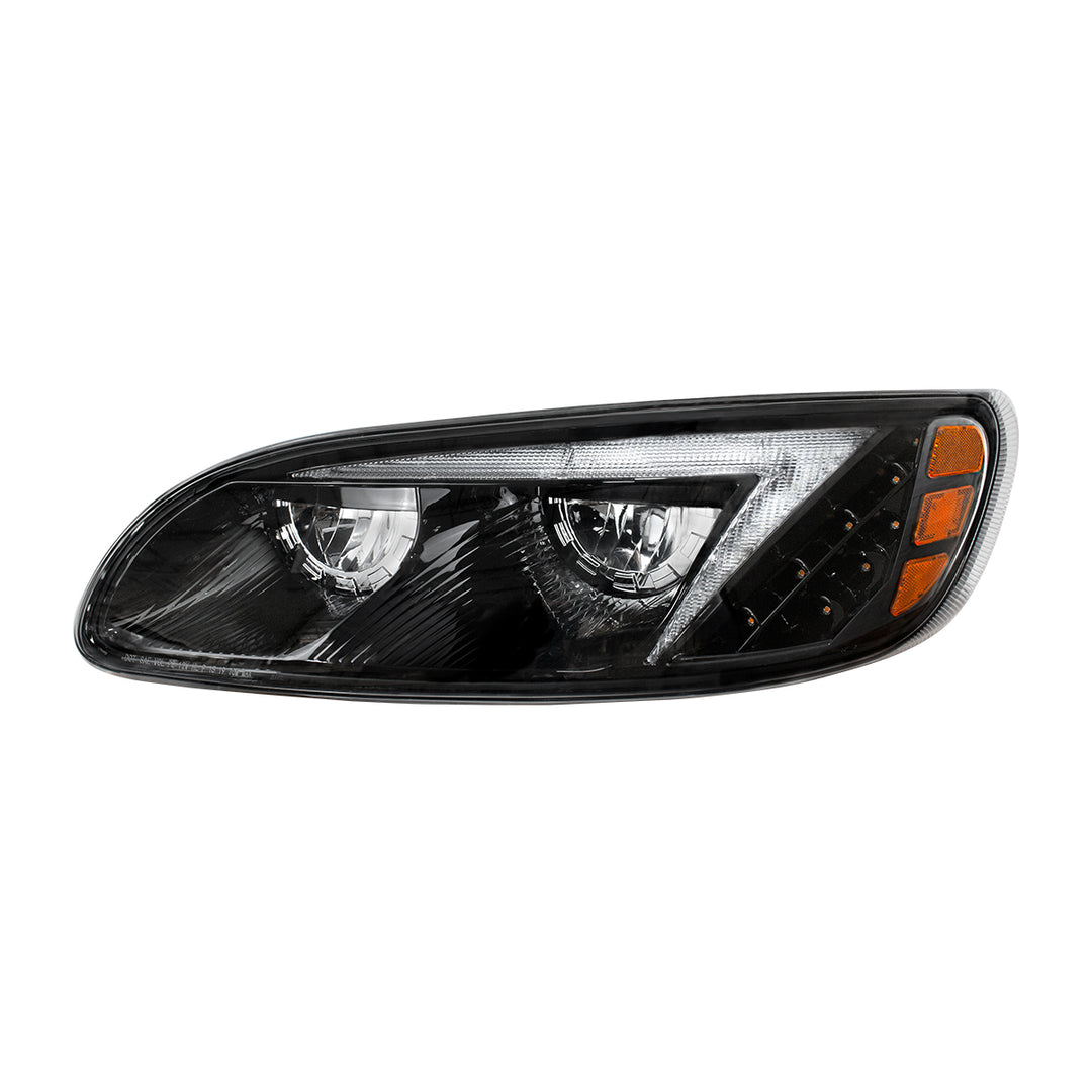 Black LED Headlight For Peterbilt 386 (2005-2015) &amp; 387 (1999-2010) - Driver