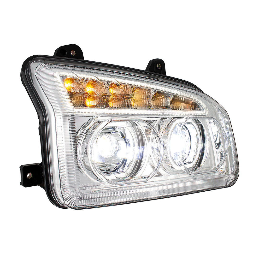 Chrome 11 LED Headlight For 2015-2024 Kenworth T880 - Passenger