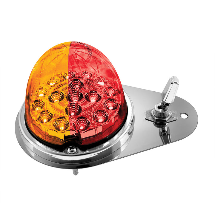 304 Stainless Steel Above Door Dome Light Kit W/ 17 LED Double Fury Watermelon For 1994-2025 KW W900 - Amber &amp; Red LED