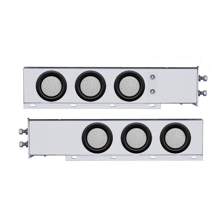 2" Bolt Pattern Stainless Steel Spring Loaded Bar With 6 x 36 LED 4" Lights - Red LED/Clear Lens (Pair)