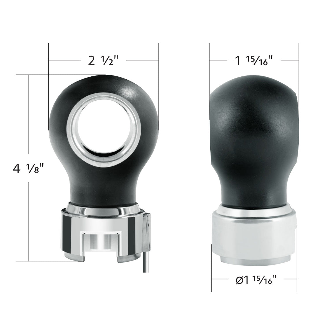Thread-On Matte Black Charlotte Style Gearshift Knob With LED 13/15/18 Speed Adapter - Green LED