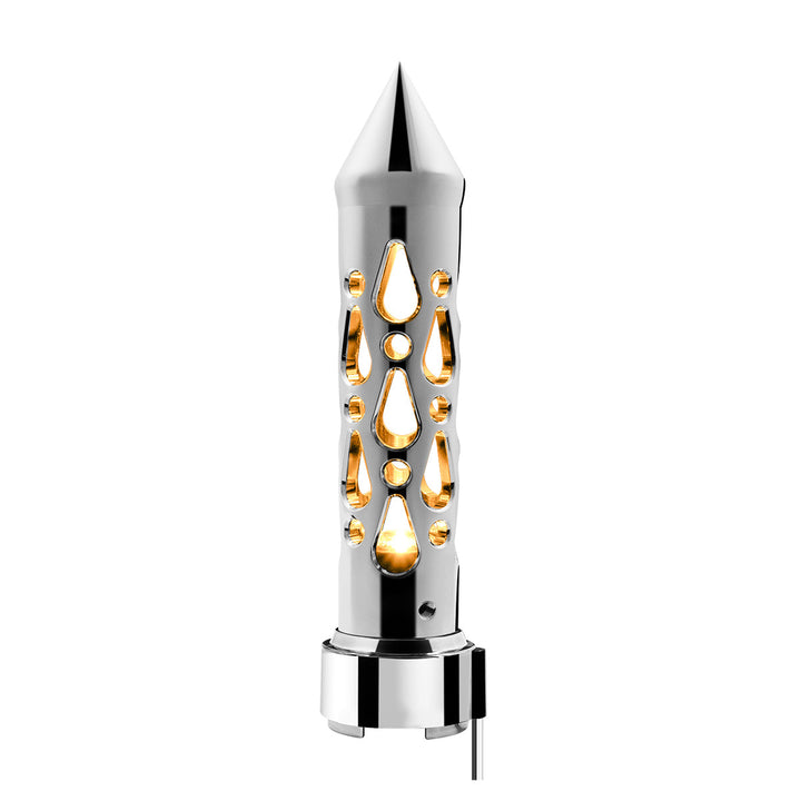 Brooklyn Style Spike Gearshift Knob With LED 9/10 Speed Adapter - Chrome/Amber LED