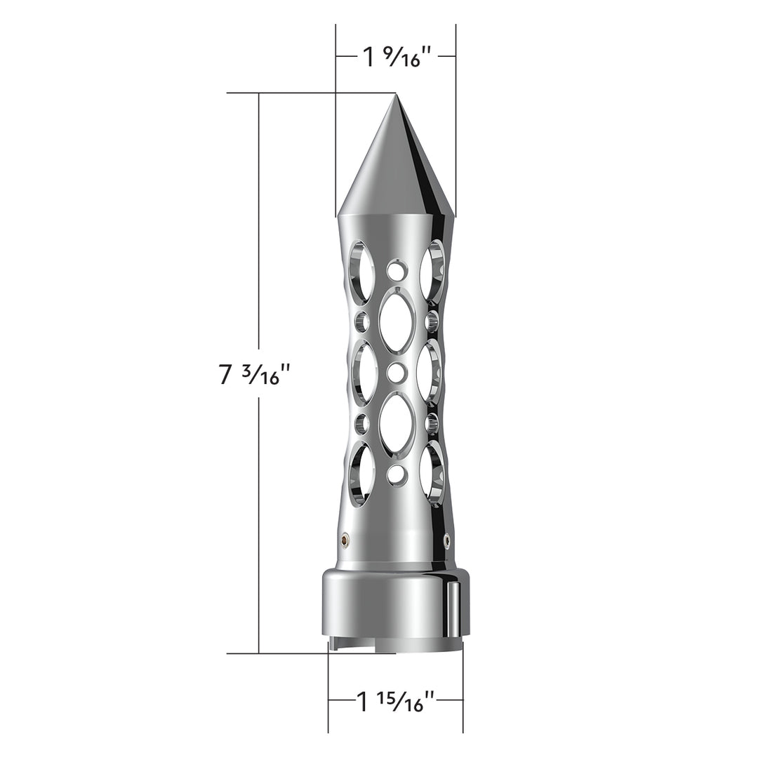 Thread-On Daytona Style Spike Gearshift Knob With LED 9/10 Speed Adapter - Chrome/Red LED