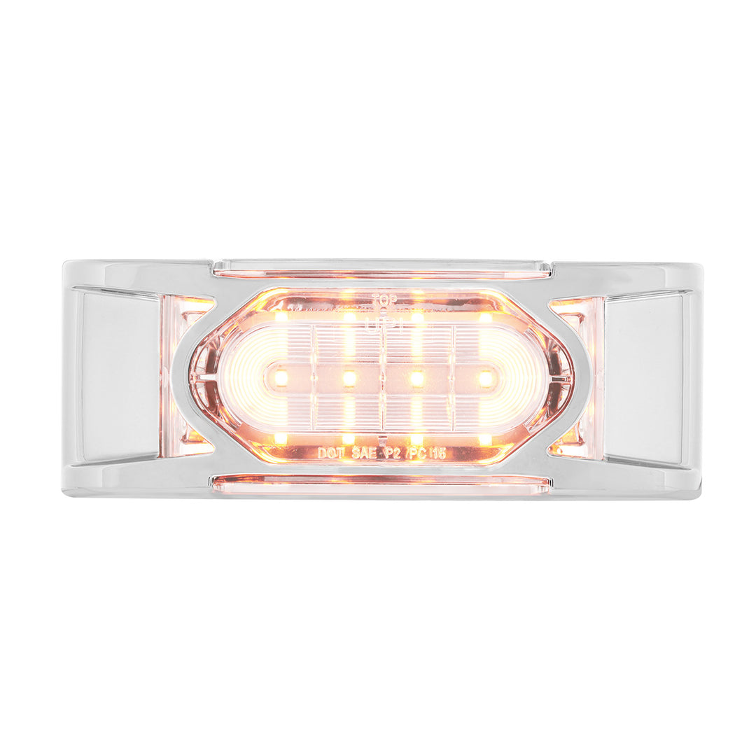 16 LED Reflector Light (Clearance/Marker) With Chrome Bezel - Amber LED/Clear Lens