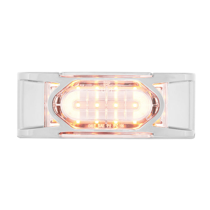 16 LED Reflector Light (Clearance/Marker) With Chrome Bezel - Amber LED/Clear Lens