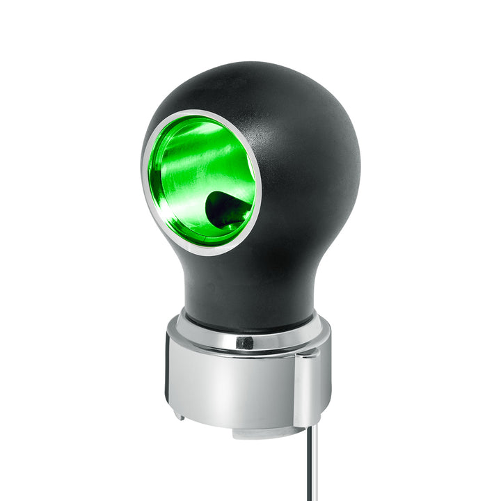 Thread-On Matte Black Charlotte Style Gearshift Knob With LED 9/10 Speed Adapter - Green LED