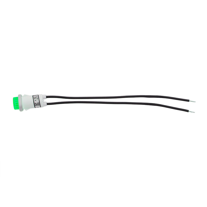 16 Amp 12V Green Warning Light w/ 1/2" Panel Mount and Leads, 1 Pc.