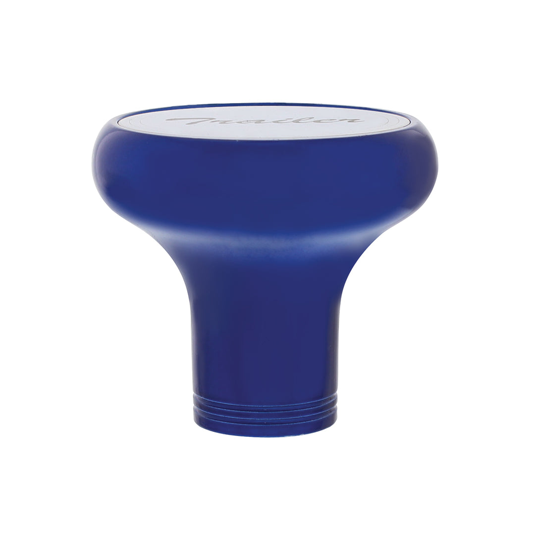 Deluxe Aluminum Screw-On Air Valve Knob With Stainless Trailer Plaque - Indigo Blue