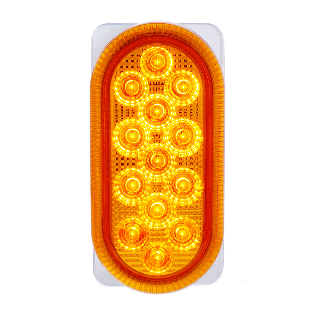 26 LED Dual Function Reflector Double Face Oval Light With Stainless Steel Bracket - Amber &amp; Red LED/Amber &amp; Red Lens