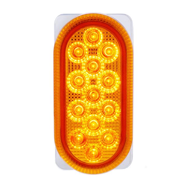26 LED Dual Function Reflector Double Face Oval Light With Stainless Steel Bracket - Amber &amp; Red LED/Amber &amp; Red Lens