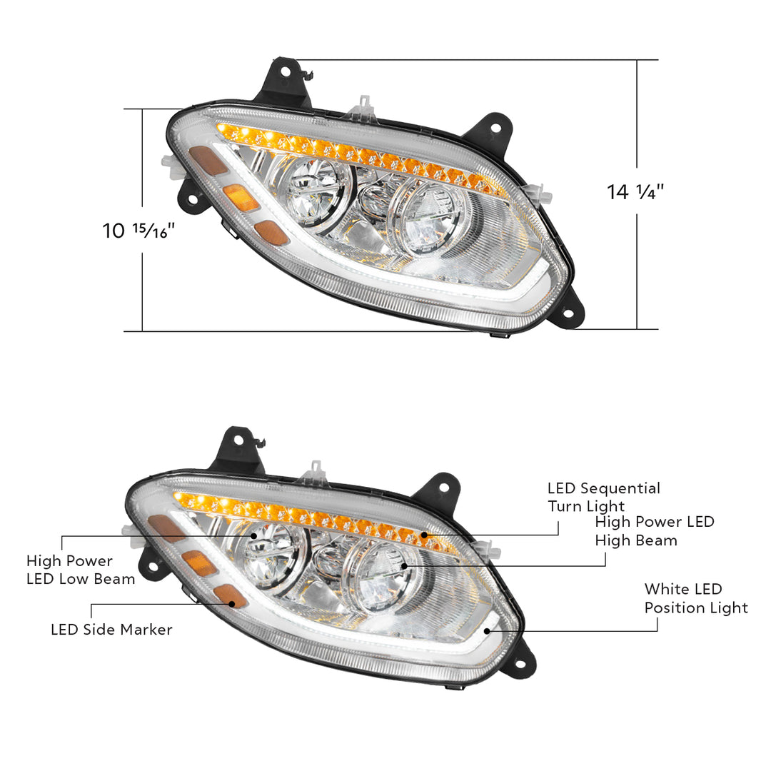 Chrome 86 LED Headlight For 2018-2025 International LT - Passenger