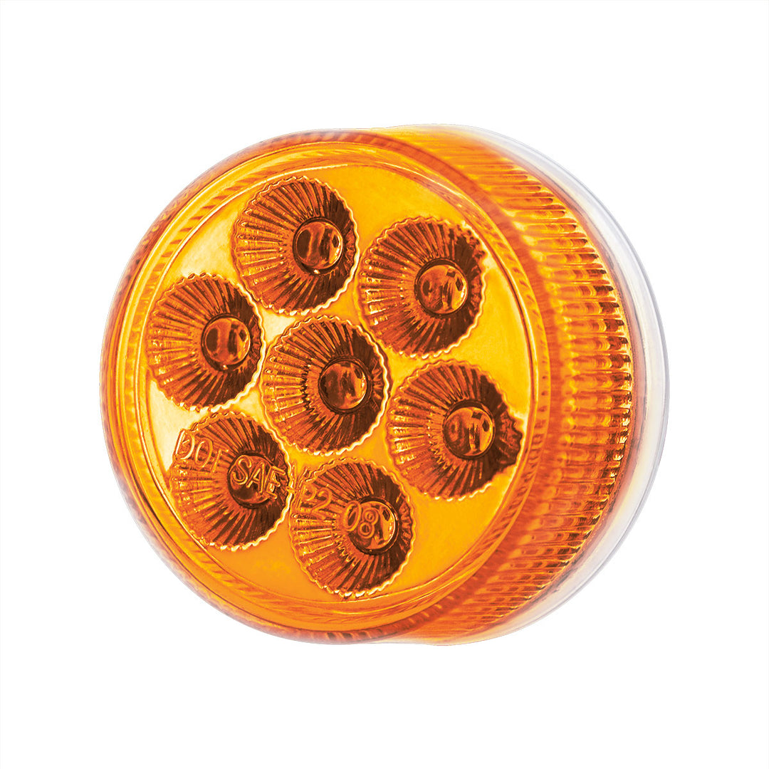 7 LED 2" Round Double Fury Light (Clearance/Marker) - Amber &amp; Green LED/Clear Lens