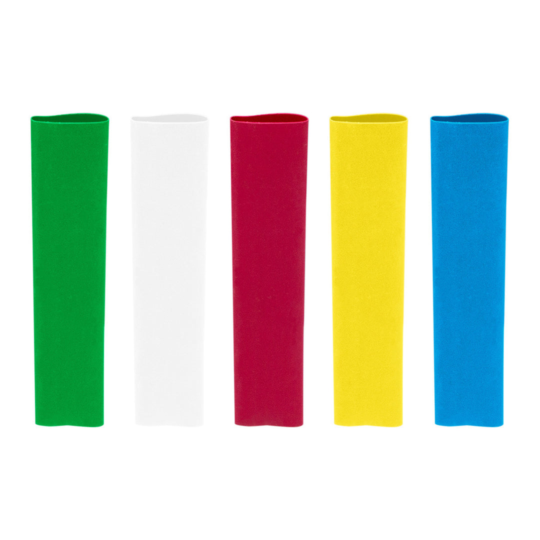 Assorted 3/8" Blue,Clear,Green,Red,Yellow Heat Shrink Tubing, 4" Long (5-Pack)