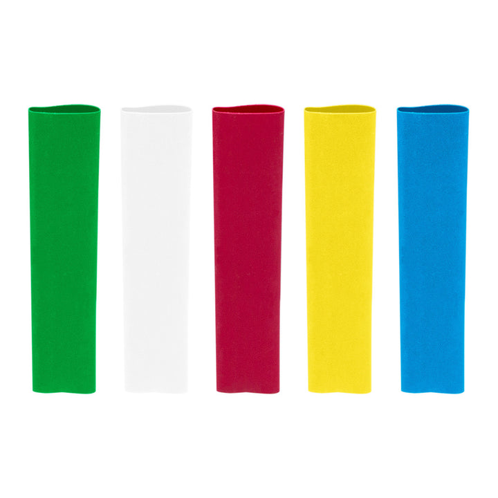 Assorted 3/8" Blue,Clear,Green,Red,Yellow Heat Shrink Tubing, 4" Long (5-Pack)