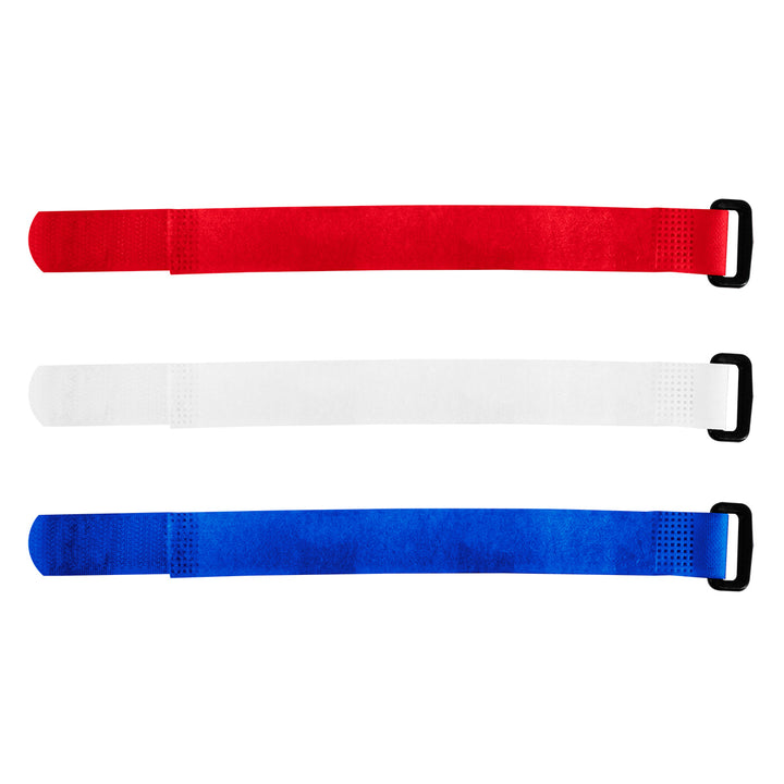 8" x 3/4" Red,White,Blue Hook &amp; Loop Velcro Strip - Tie Fasteners with Buckle (8-Pack)