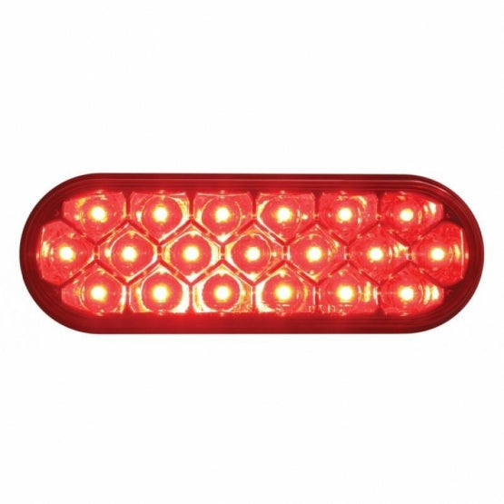 3-3/4" Bolt Pattern Stainless Steel Spring Loaded Bar With 6" Oval 19 LED Lights &amp; Bezel - Red LED &amp; Lens (Pair)