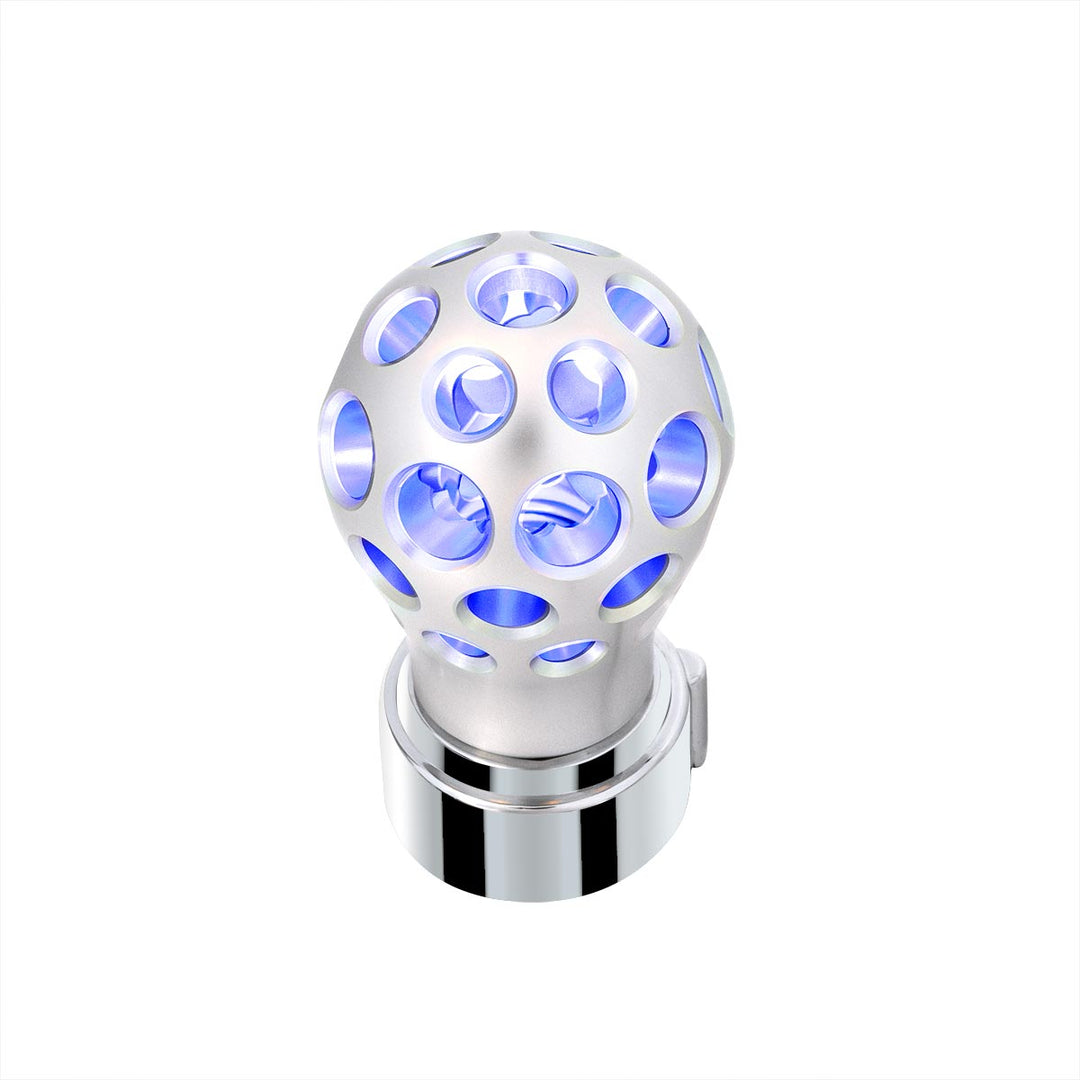 Thread-On Annodized Phoenix Style Ball Gearshift Knob With LED 9/10 Speed Adapter - Blue LED