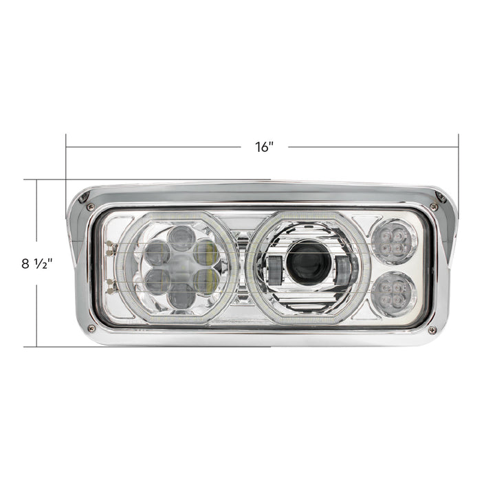 Chrome High Power Heated 10 LED Headlight With LED Turn &amp; DRL - Driver