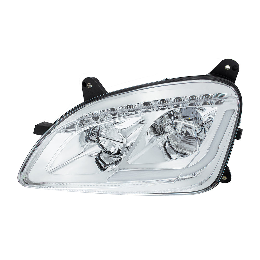 Chrome LED Headlight W/Sequential LED Turn Signal For Peterbilt 579 (2012-21) &amp; 587 (2010-16) - Driver