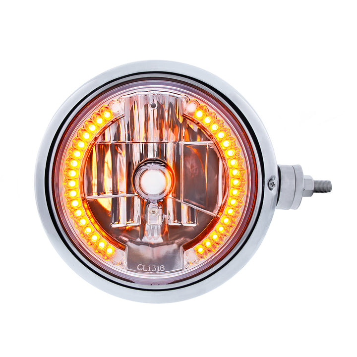 Chrome Guide 682-C Style Headlight Assembly W/Crystal Lens &amp; 34 LEDs Position Light - R/H (Horizontal Mount)