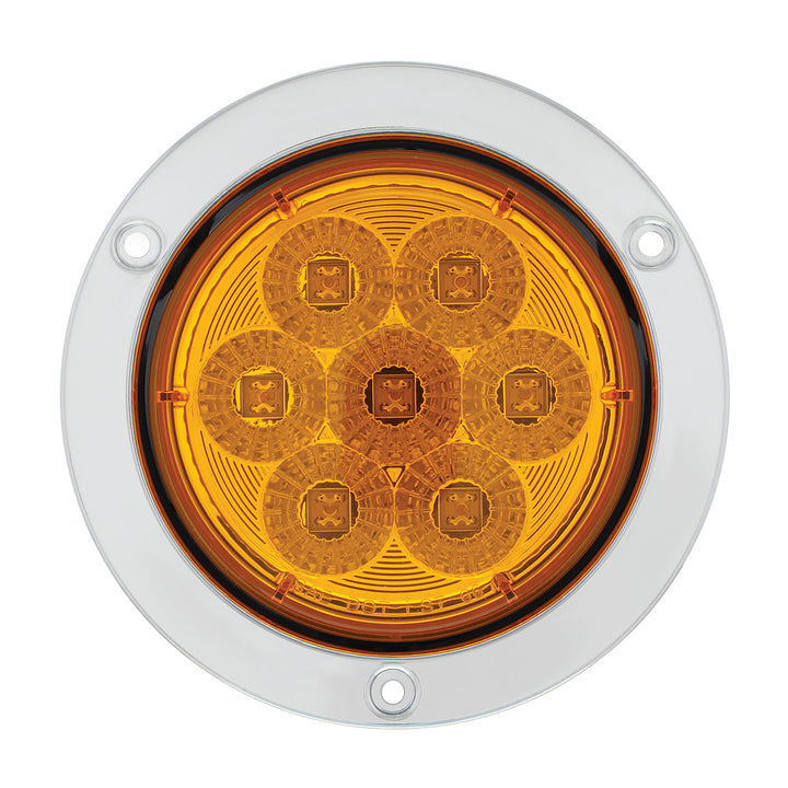 7 LED 4" Stainless Steel Flange Turn Signal Light - Amber LED/Amber Lens