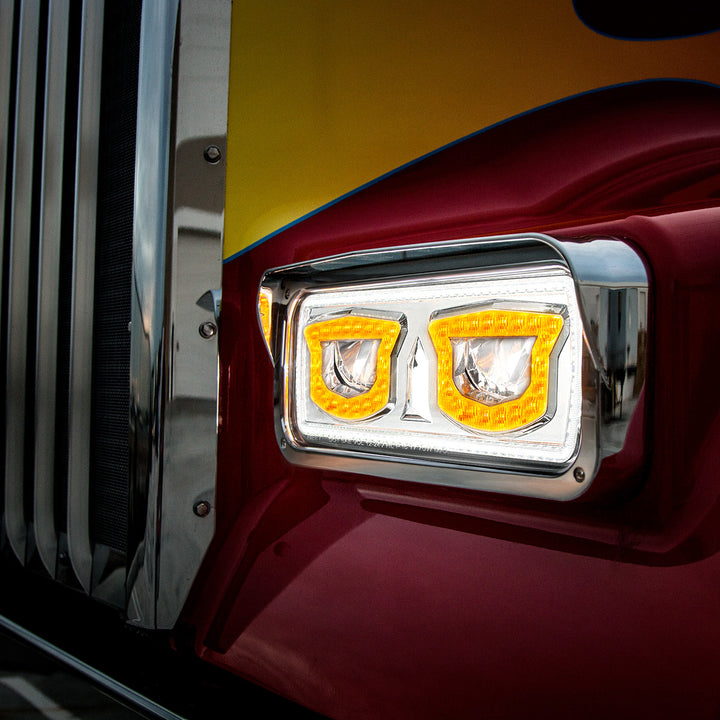 High Power Chrome LED Headlight With Turn Signal And Position Light - Driver