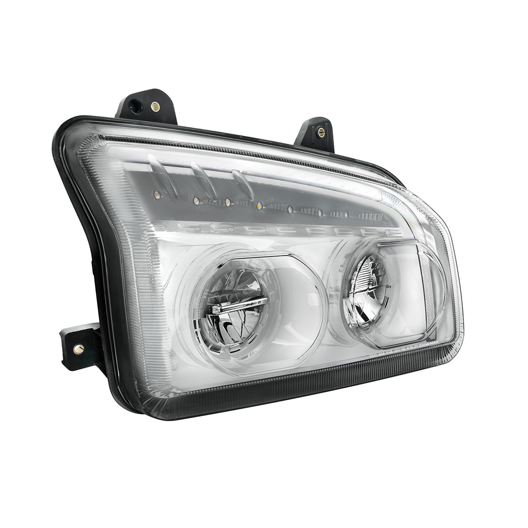 High Power LED Chrome Headlight With LED Turn Signal &amp; Light Bar For 2015-2025 Kenworth T880 - Passenger