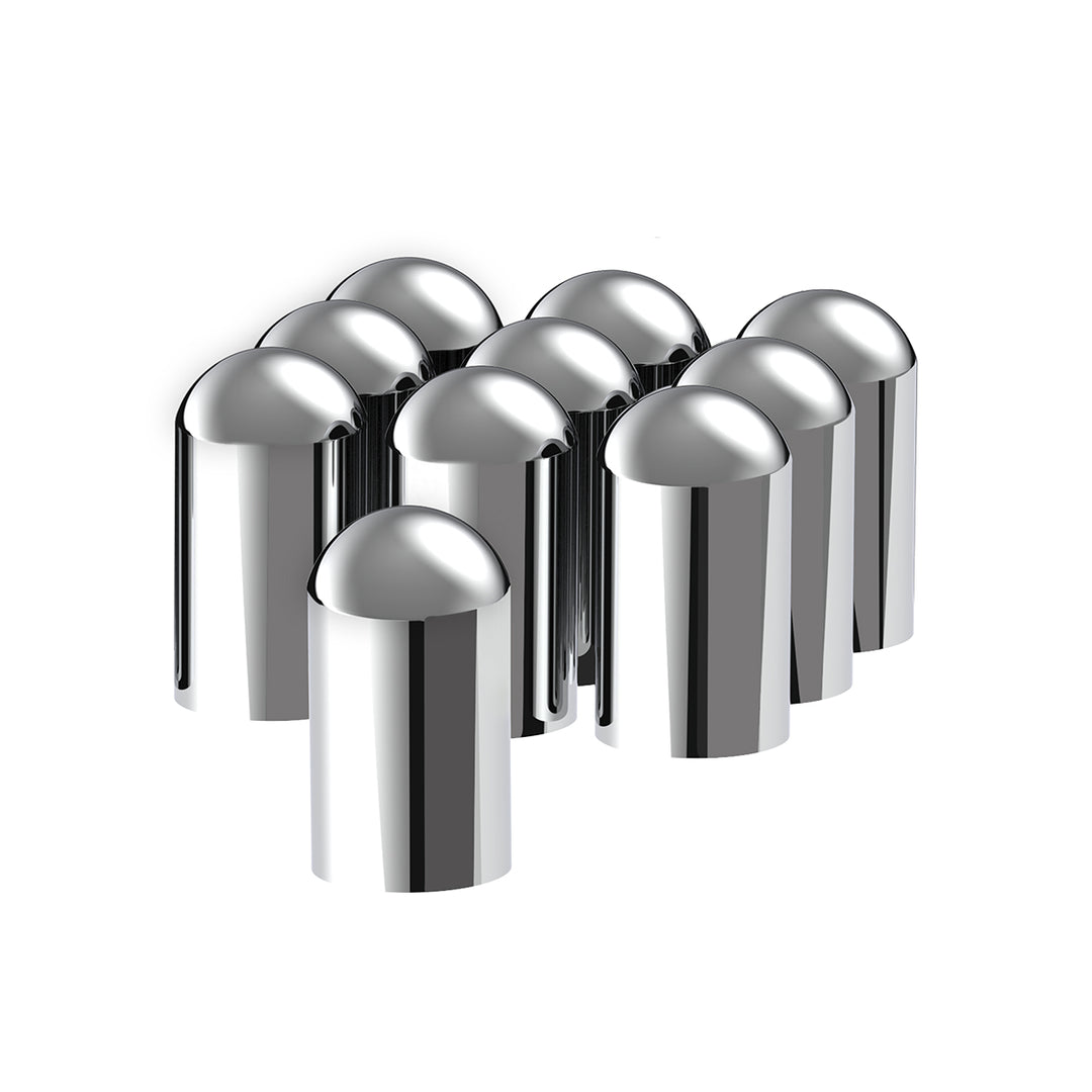 33mm x 3-3/4" Chrome Plastic Dome Nut Covers - Thread-On (10-Pack)
