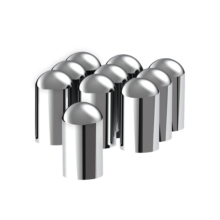 33mm x 3-3/4" Chrome Plastic Dome Nut Covers - Thread-On (10-Pack)