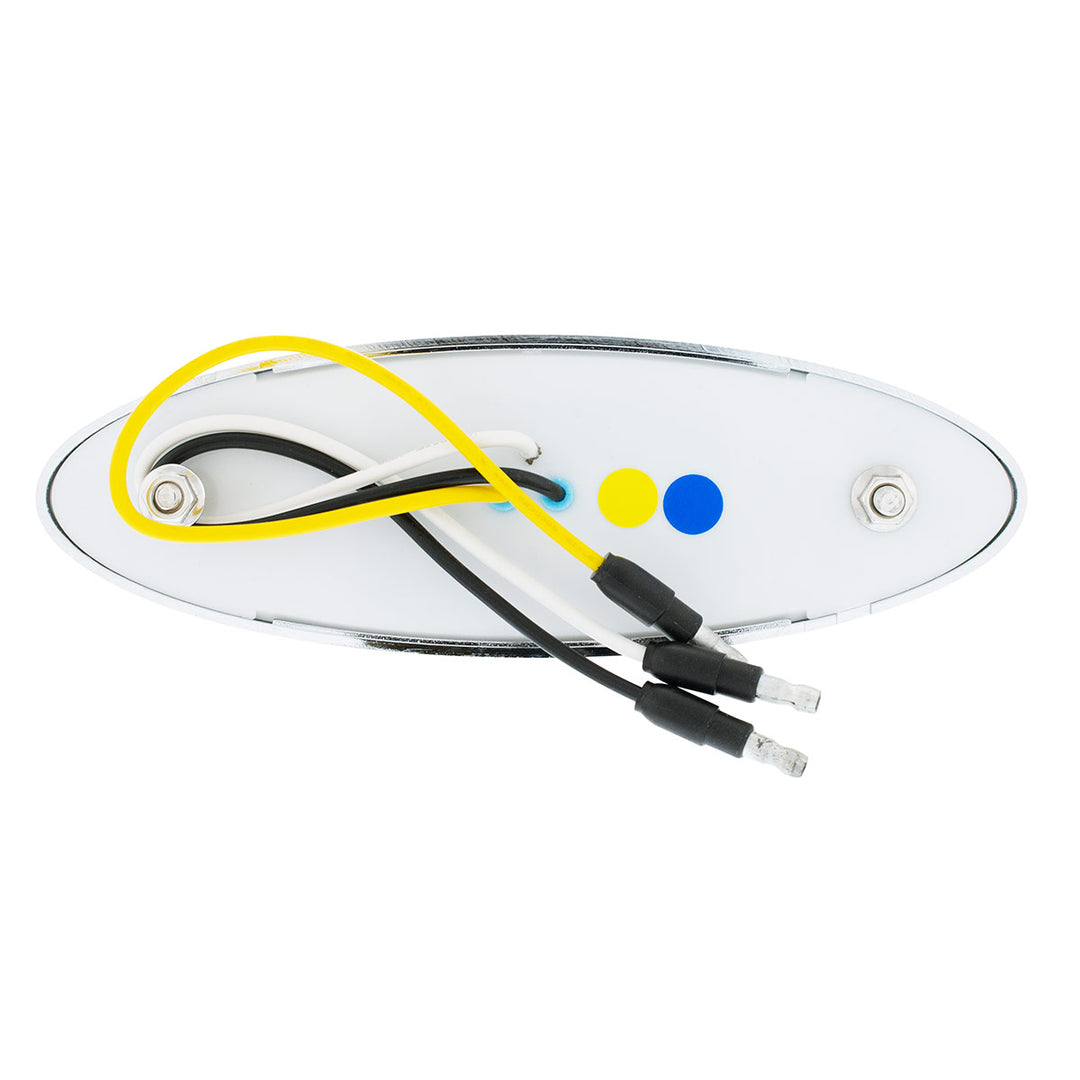 10 LED Oval Double Fury Light With Clear Lens &amp; Chrome Bezel (Clearance/Marker) - Amber &amp; Blue LED/Clear Lens