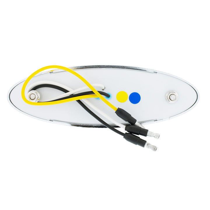 10 LED Oval Double Fury Light With Clear Lens &amp; Chrome Bezel (Clearance/Marker) - Amber &amp; Blue LED/Clear Lens