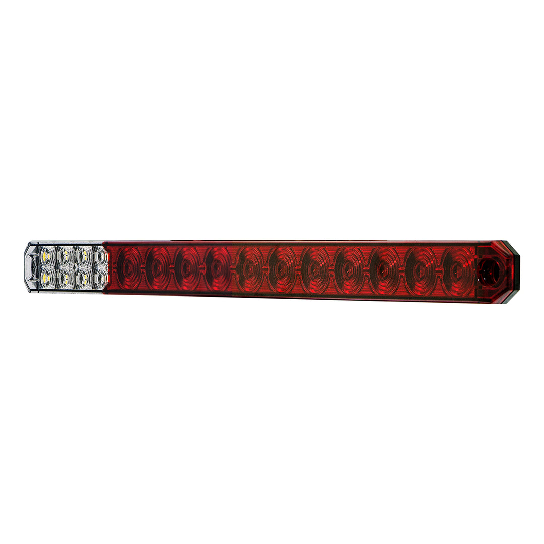 17" 27 LED Low Profile Light Bar (Stop, Turn &amp; Tail) With Back-Up Light - Red &amp; White LED/ Clear Lens